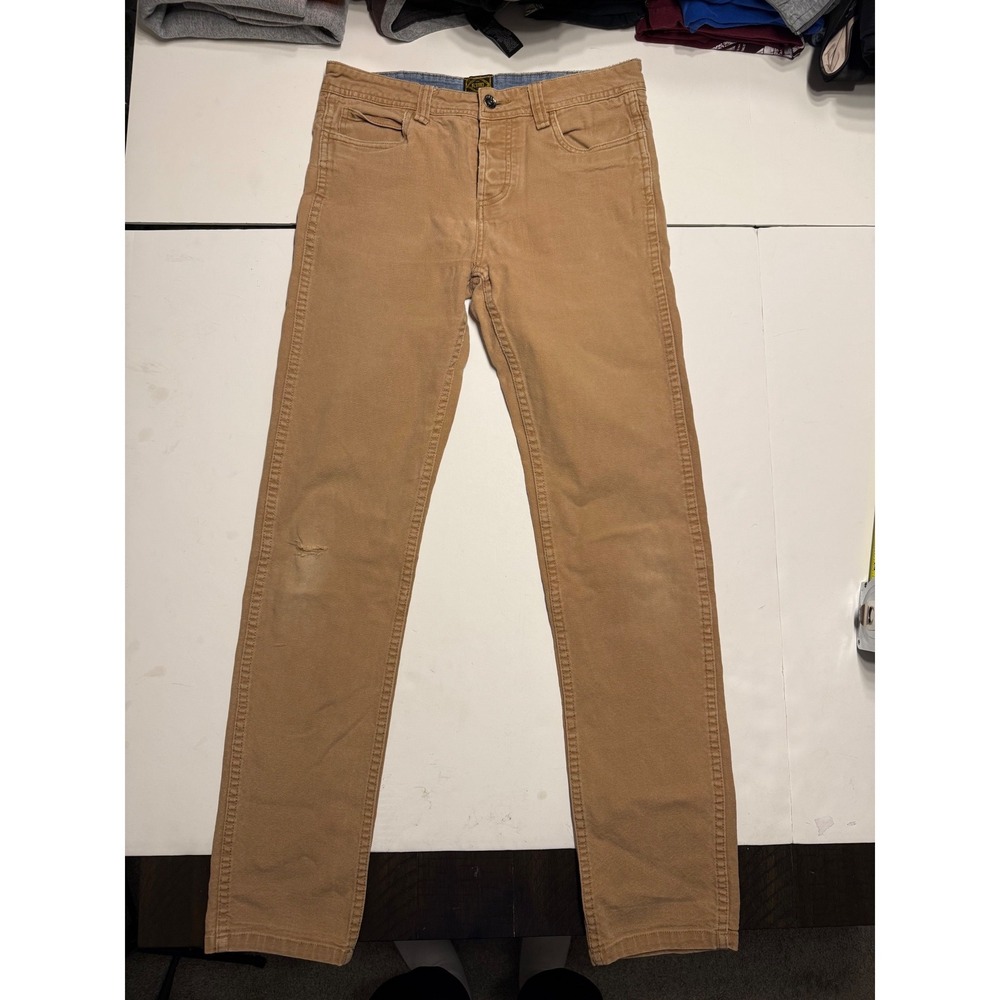 Obey Mens Slim Fit Canvas Workwear Pants Tan Brown Size 30 Distressed Skate